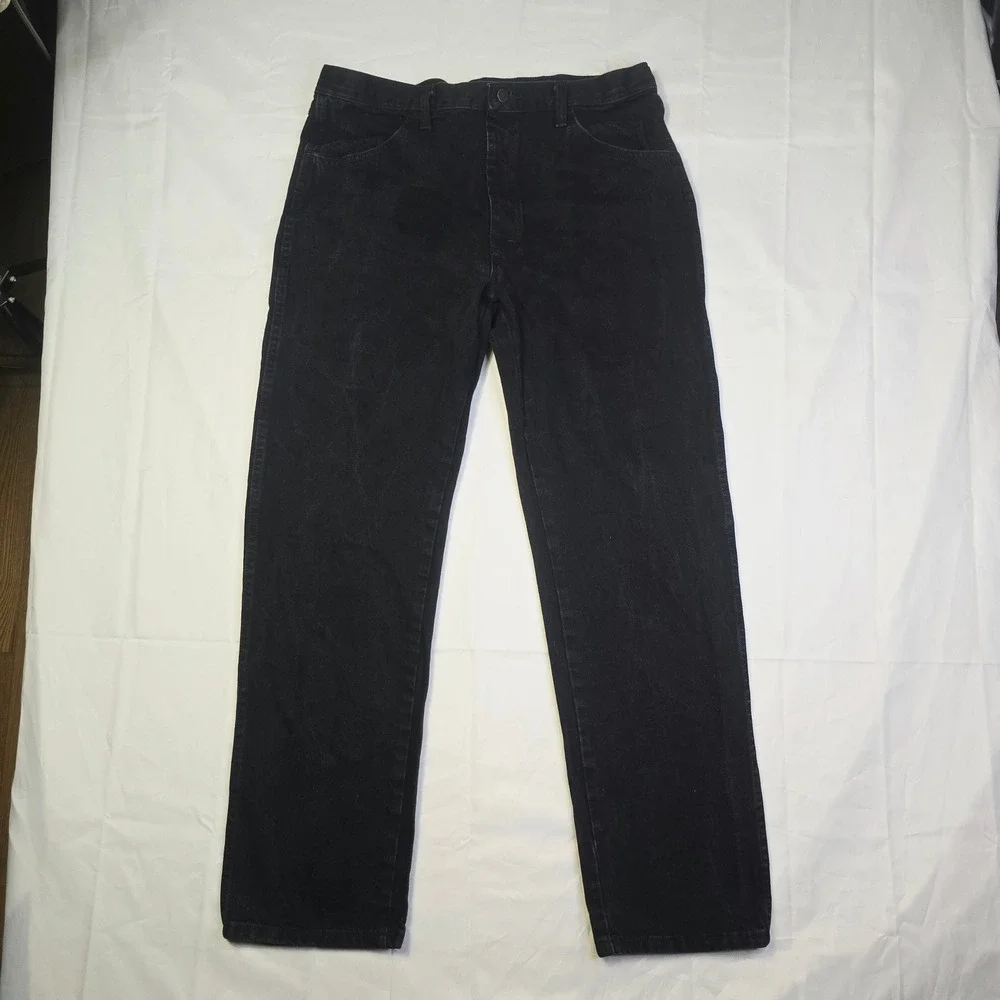 Rustler Men's Regular Fit Denim Jeans 36x32 Black Straight Leg Cotton T10